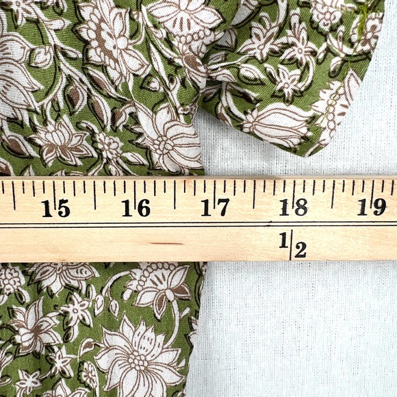 ANTHROPOLOGIE Dress Womens XS Green Robin Tiered Mini Short Sleeve Floral Print - Picture 14 of 16
